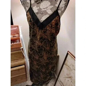 - VTG Paisley Brown Spaghetti Strap Slip Dress w/ Size M